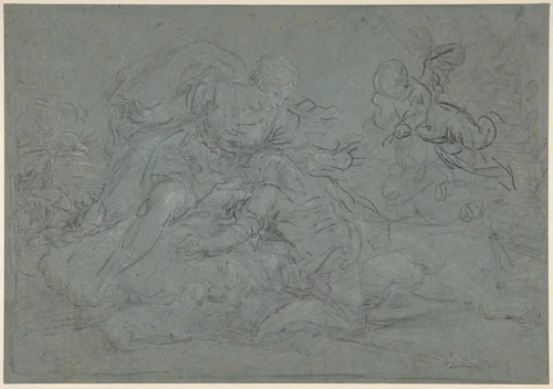 Venus Lamenting the Dead Adonis (or Diana and Endymion) by Januarius Zick, drawing, 1740-1797