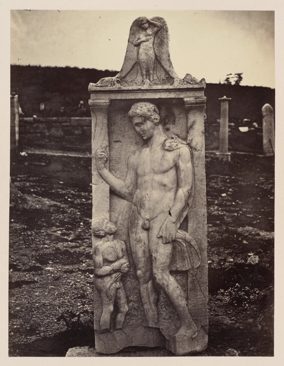 Stele from the Kerameikos Cemetery, Athens by William James Stillman, photograph, 1880-1885