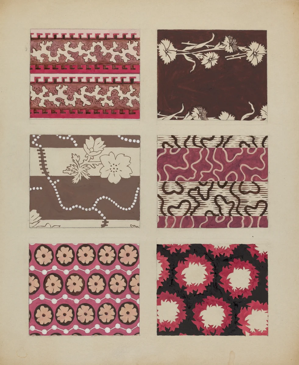 Materials from Quilt by Dorothy Posten, index of american design, 1937