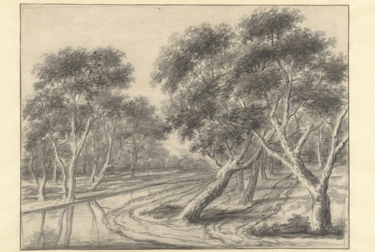 Bosgezicht by Simon de Vlieger, drawing, 1610-1653