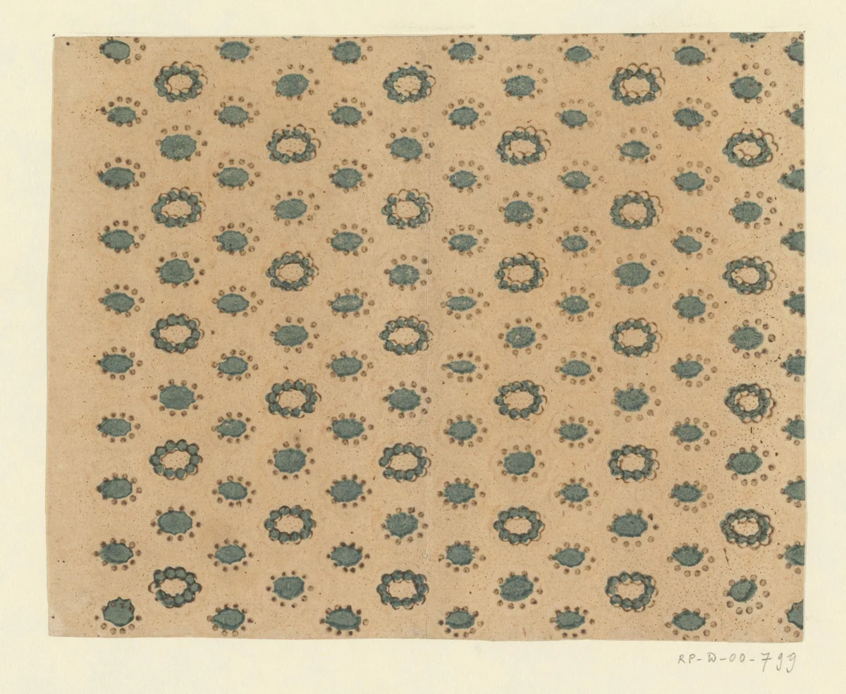 Blad met alternerend strooipatroon van bloemmotieven by anonymous, print, 1750-1950