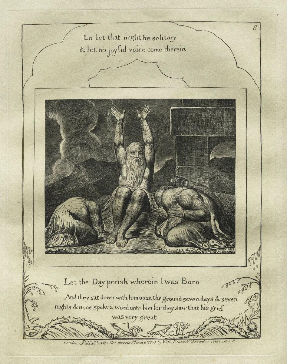 The Book of Job: Pl. 8, Let the Day perish wherein I was Born by William Blake, print, 1825