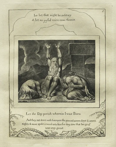 The Book of Job: Pl. 8, Let the Day perish wherein I was Born by William Blake, print, 1825