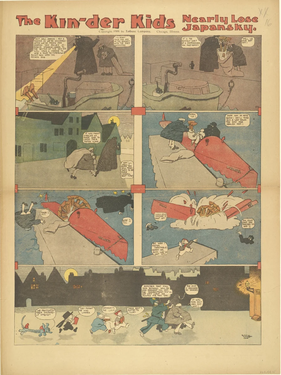 The Kin-der-Kids Nearly Loose Japansky from The Chicago Sunday Tribune by Lyonel Feininger, print, 1906