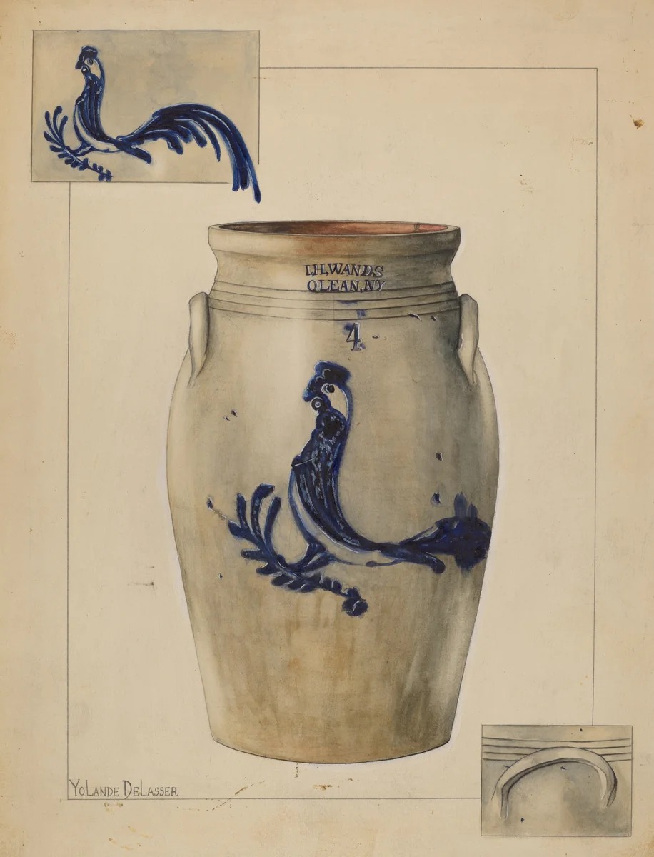 Jar by Yolande Delasser, index of american design, 1935-1942