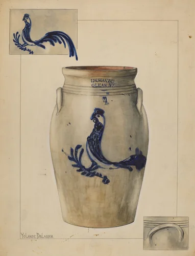 Jar by Yolande Delasser, index of american design, 1935-1942