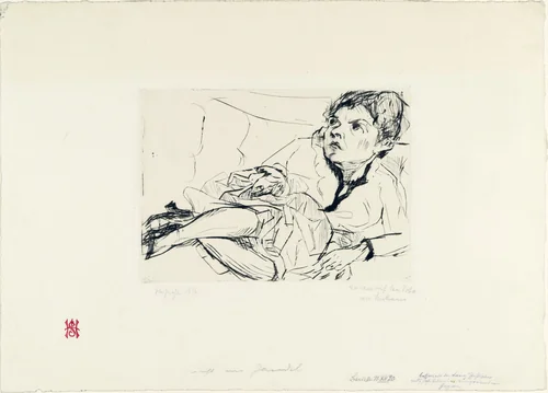 Woman on a Sofa (Fridel Battenberg) (Frau auf dem Sofa [Fridel Battenberg]) by Max Beckmann, print, 1916