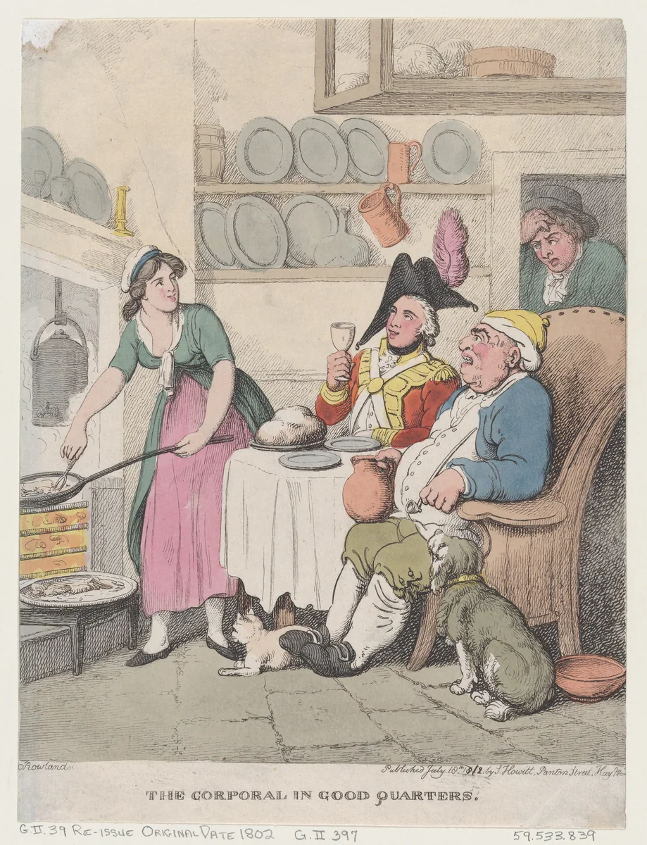 The Corporal in Good Quarters by Thomas Rowlandson, print, 1802