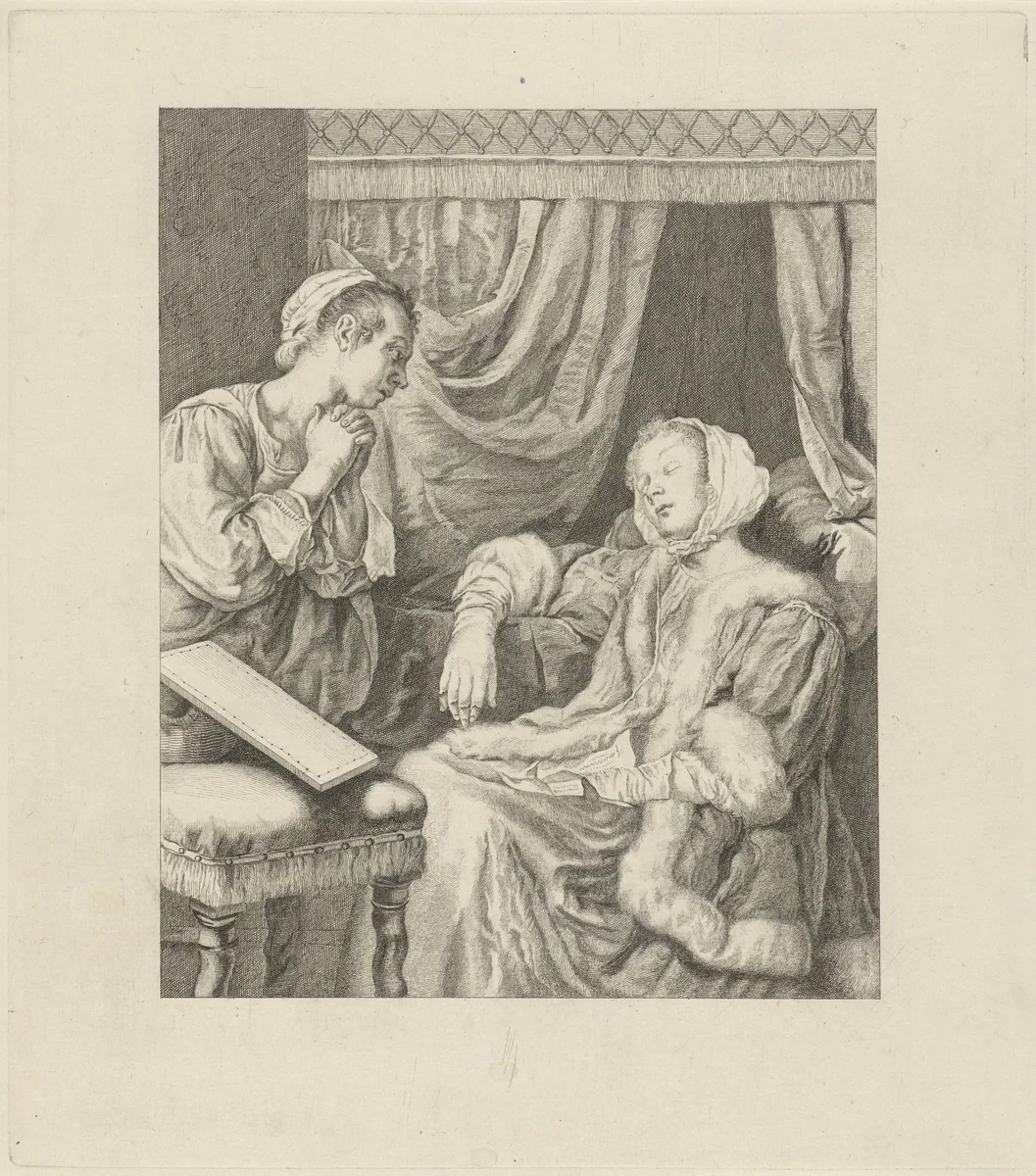 Vrouw in katzwijm by Pieter de Mare, print, 1768-1784