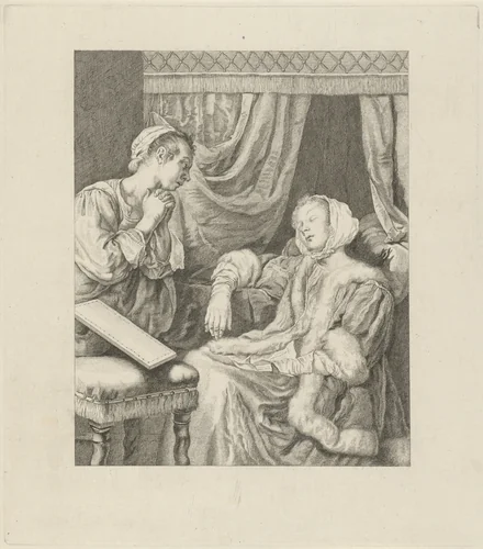 Vrouw in katzwijm by Pieter de Mare, print, 1768-1784
