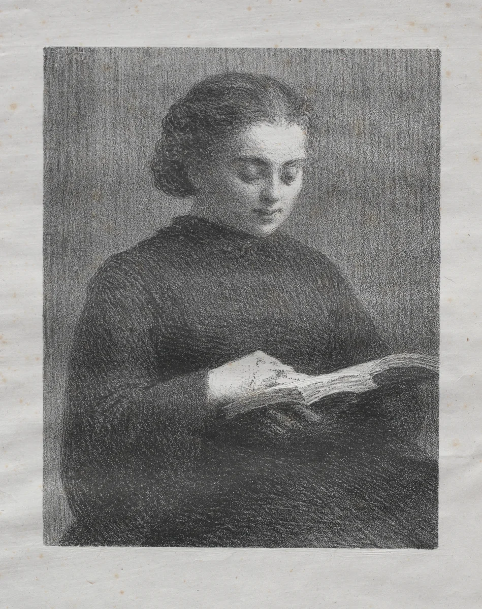 Reading: Portrait of the Artist's Sister by Henri Fantin-Latour, print, 1897