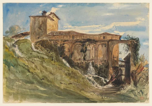 A Villa near Rome by Paul Huet, drawing, 1841-1842