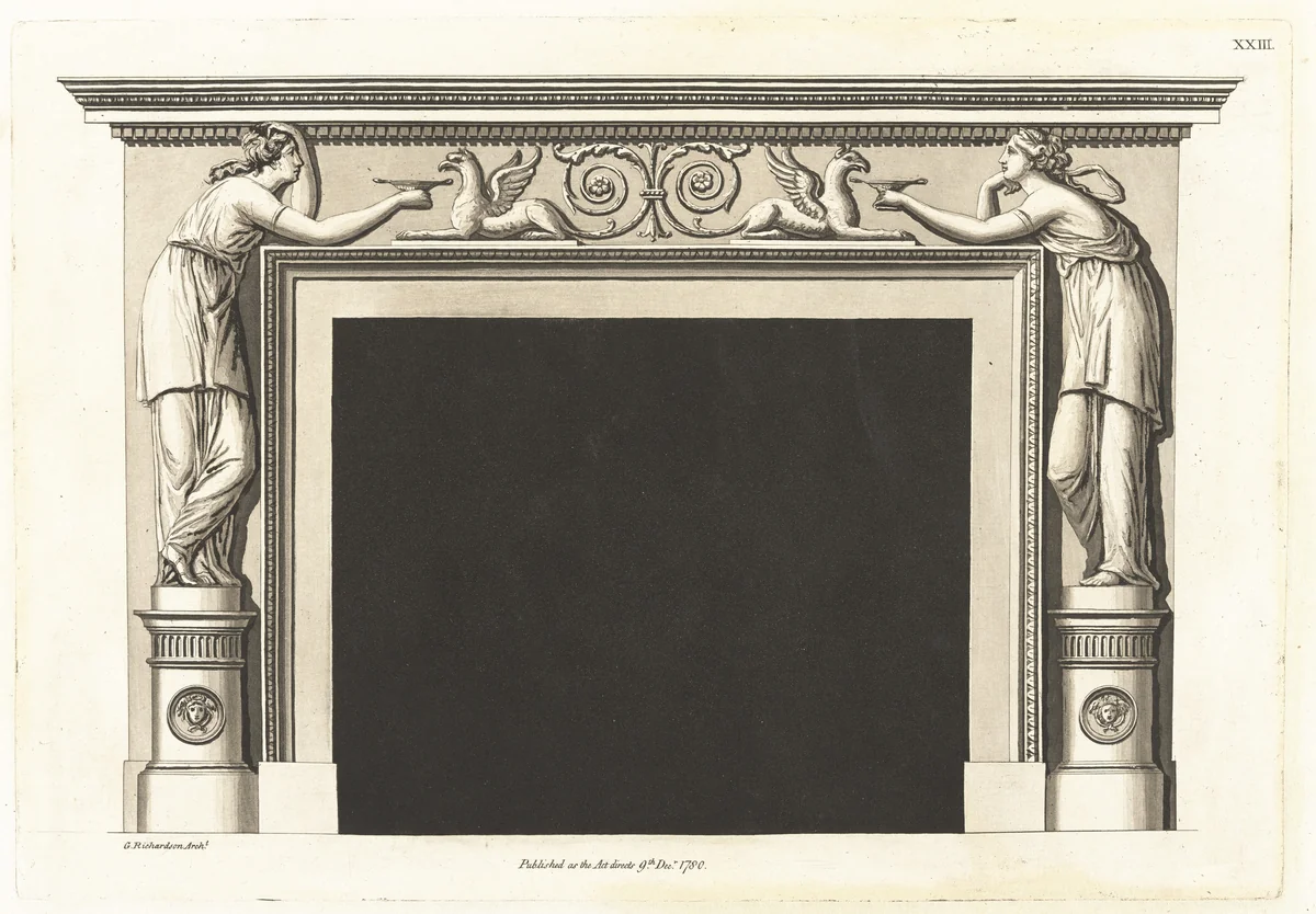 A New Collection of Chimney Pieces, Ornamented to the Style of the Etruscan, Greek and Roman Architecture; Containing Thirty Six Designs suitable to the most Elegant Range of Apartments by George Richardson, volume, 1781