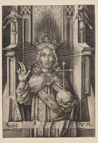 Christ the Redeemer (Salvator Mundi) by Israhel van Meckenem, print, 1485-1503