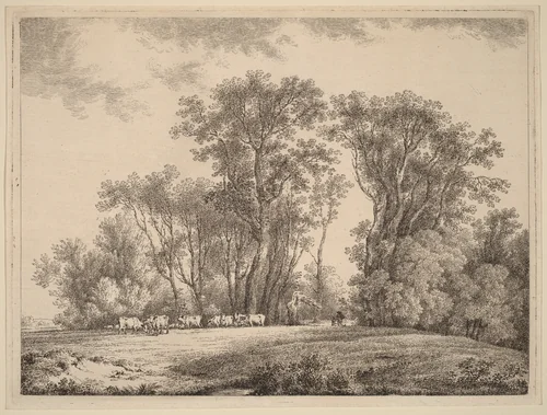 A Meadow with Cattle at the Edge of a Wood by Martin von Molitor, print, 1759-1812
