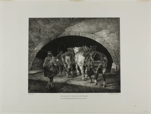 Entrance to the Adelphi Wharf, plate 11 from Various Subjects Drawn from Life and on Stone (The English Suite) by Jean Louis André Théodore Géricault, print, 1821