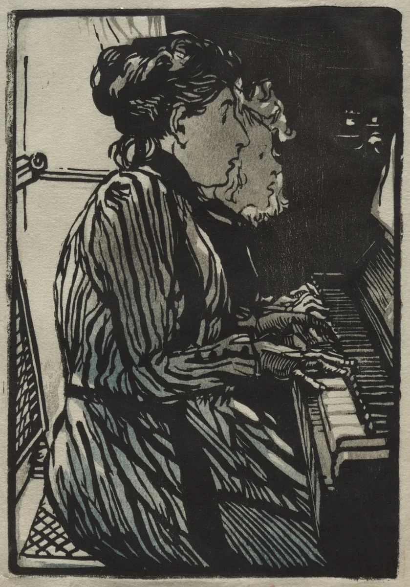 Etude a Quatre Mains by Auguste Louis Lepère, print, 1890