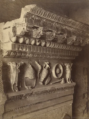 Detail of the Architrave of the Temple of Vespatian, Roman Forum, Rome by Louis-Auguste Bisson, Auguste-Rosalie Bisson, photograph