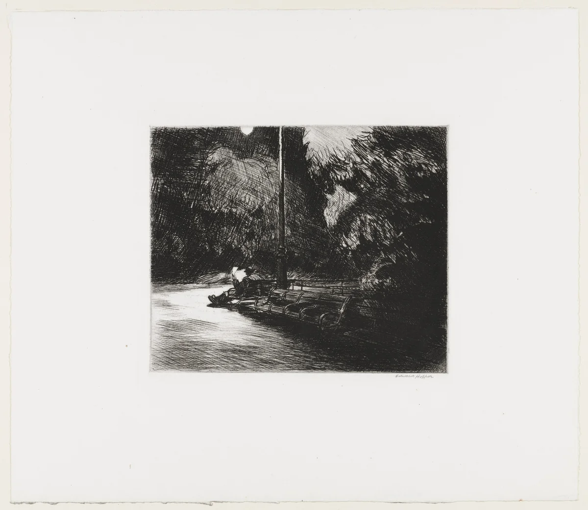 Night in the Park by Edward Hopper, print, 1921