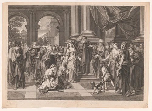 Susanna beschuldigd door de ouderlingen by Jean Baptiste de Poilly, print, 1679-1728