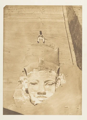 Westernmost Colossus of the Temple of Re, Abu Simbel by Maxime Du Camp, photograph, 1850