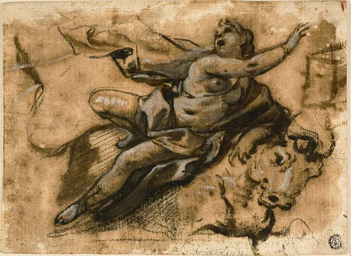 Rape of Europa by Luca Giordano, drawing, 1672-1705