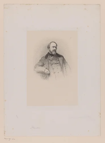 Portret van Hippolyte Flandrin by Léopold Flameng, print, 1864