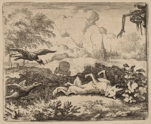 Reynard and the Crows by Allart van Everdingen, print, 1645-1656