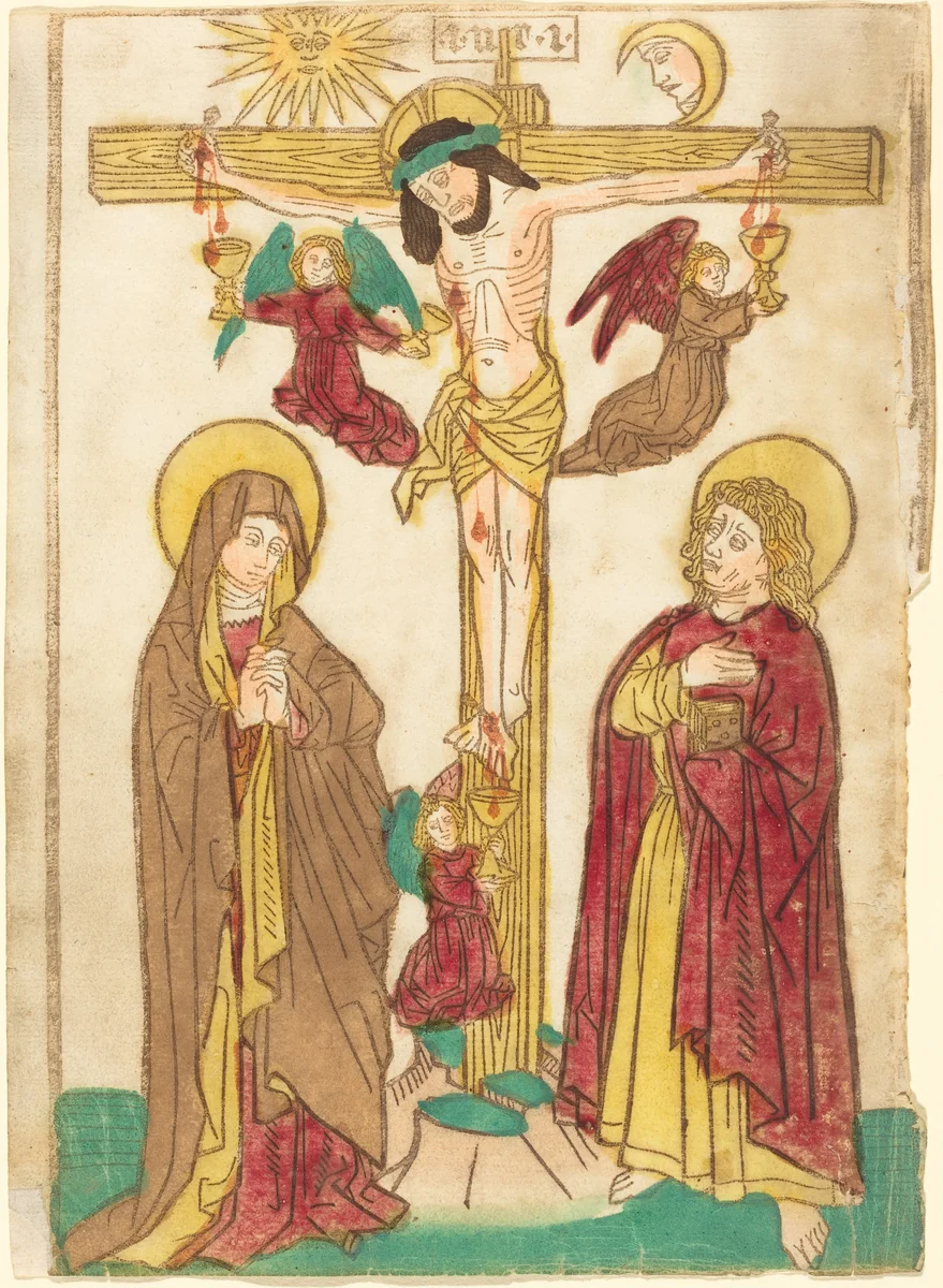 Christ on the Cross with Angels by German 15th Century, print, 1460-1465