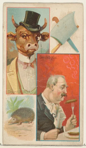 Dressed Beef / Ground Hog, from the Jokes series (N118) issued by Duke Sons & Co. to promote Honest Long Cut Tobacco by W. Duke, Sons & Co., print, 1890-1893