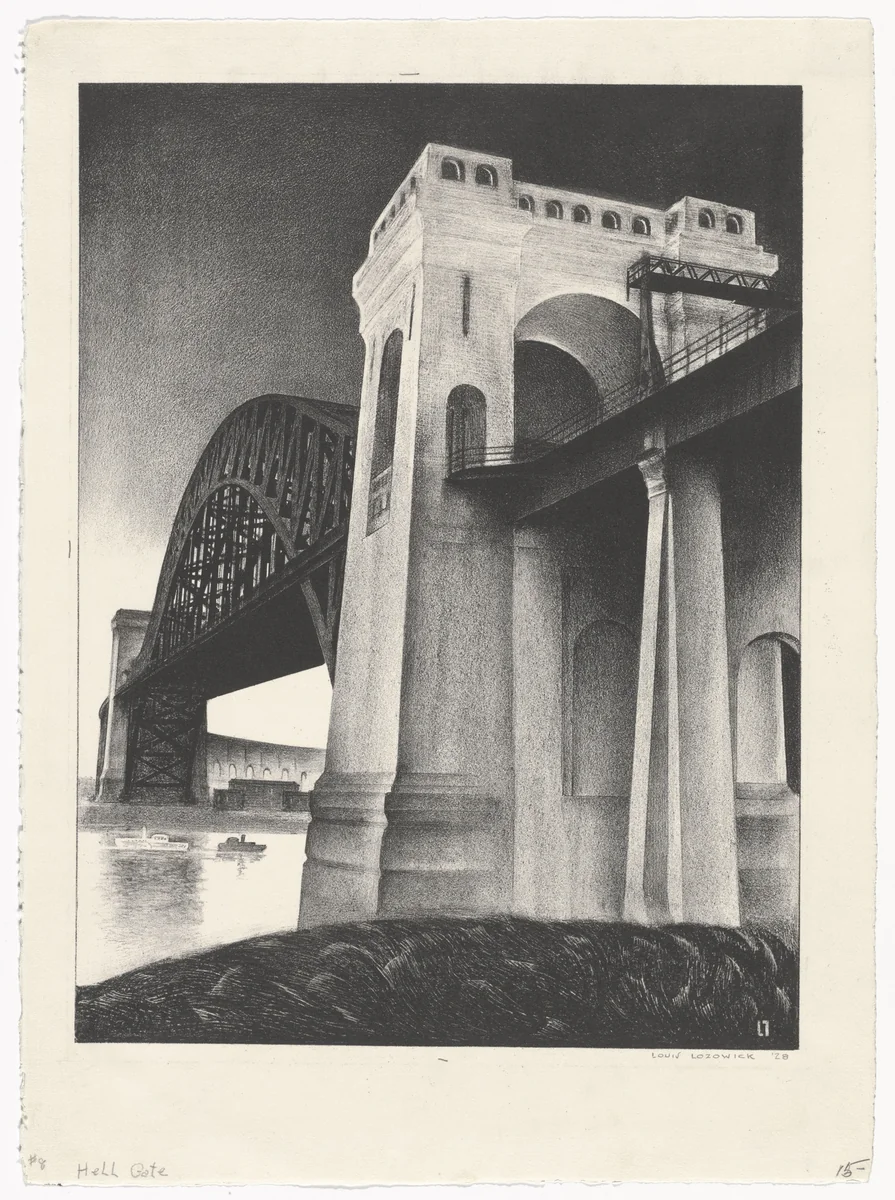 Hellgate Bridge by Louis Lozowick, print, 1928