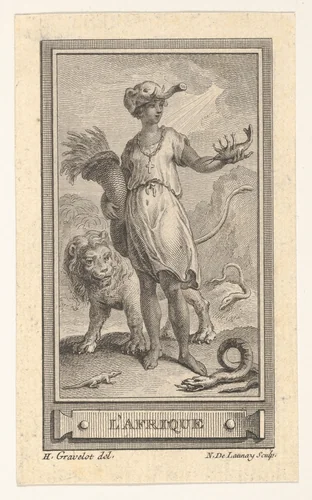 L'Afrique, from the "Almanach iconologique" by Hubert François Gravelot, print, 1760-1770