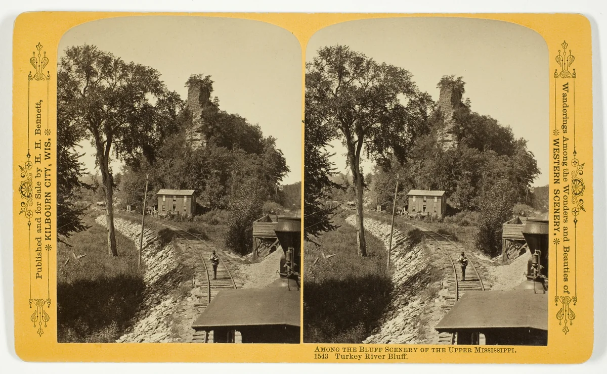 Turkey River Bluff, No. 1543 from the series "Among the Bluff Scenery of the Upper Mississippi" by Henry Hamilton Bennett, photograph, 1870-1908