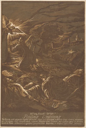 Christ on the Mount of Olives by Jacopo Bassano, print, 1743
