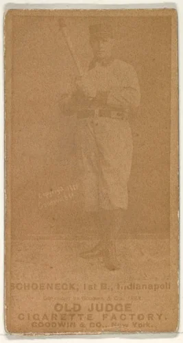 Schoeneck, 1st Base, Indianapolis, from the Old Judge series (N172) for Old Judge Cigarettes by Goodwin & Company, photograph, 1888