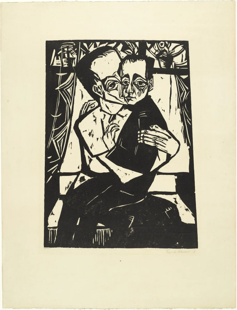 Siblings (Geschwister) from the portfolio Eleven Woodcuts, 1912-1919 (Elf Holzschnitte, 1912-1919) by Erich Heckel, print, 1913