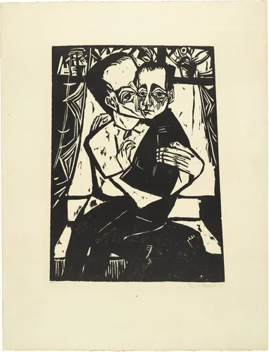 Siblings (Geschwister) from the portfolio Eleven Woodcuts, 1912-1919 (Elf Holzschnitte, 1912-1919) by Erich Heckel, print, 1913