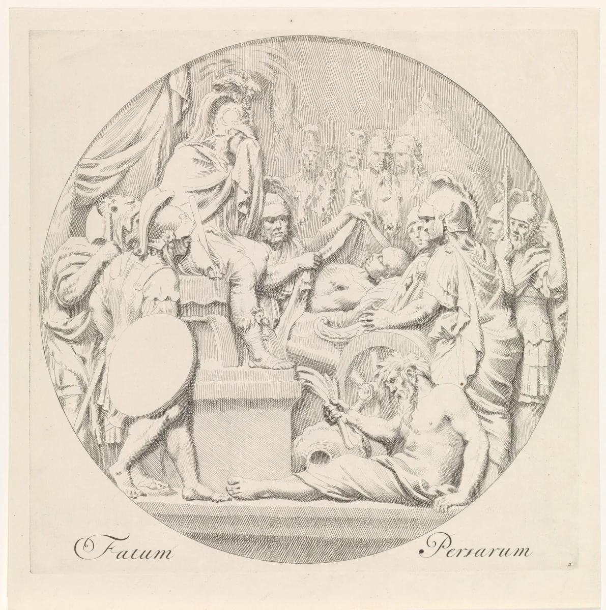 Alexander de Grote rouwt om de dood van koning Darius II van Perzië by Johannes Glauber, print, 1684-1726