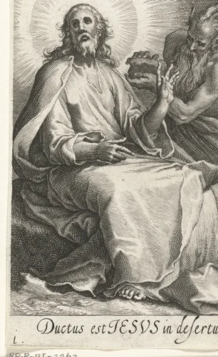 Verzoeking van Christus door Satan by Boëtius Adamsz. Bolswert, print, 1590-1612