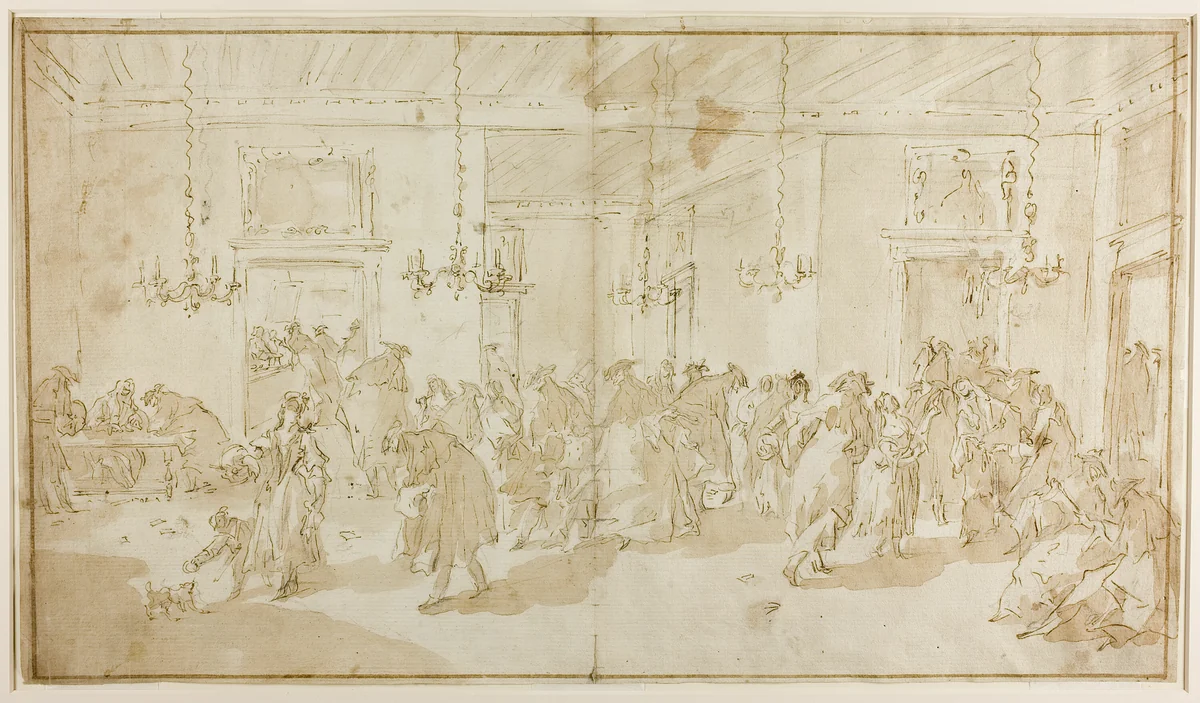 Il Ridotto by Giovanni Antonio Guardi, drawing, 1740-1760