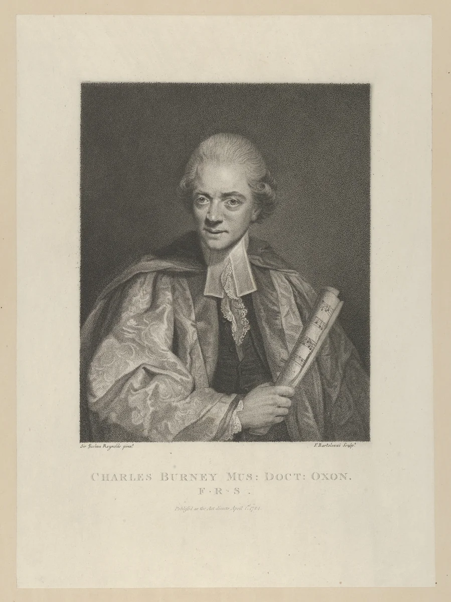 Charles Burney by Francesco Bartolozzi, print, 1784