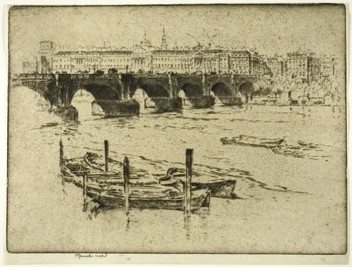Waterloo Bridge and Somerset House by Joseph Pennell, print, 1905