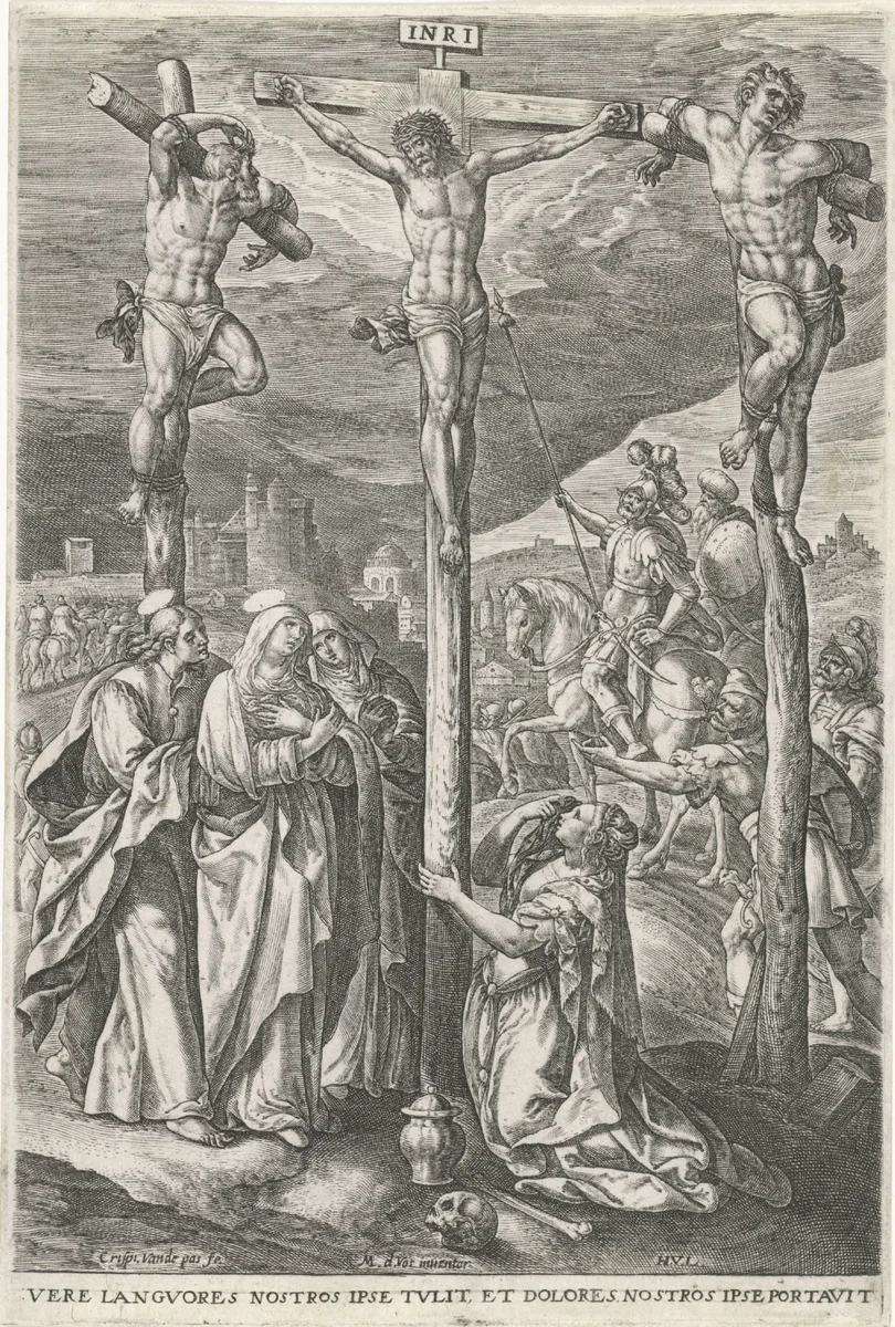 Kruisiging van Christus by Unknown, print, 1574-1637