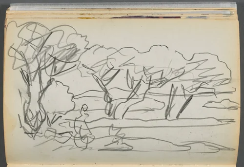 Sketchbook- The Granite Shore Hotel, Rockport, page 122: Trees by Maurice Prendergast, book, 1905-1910
