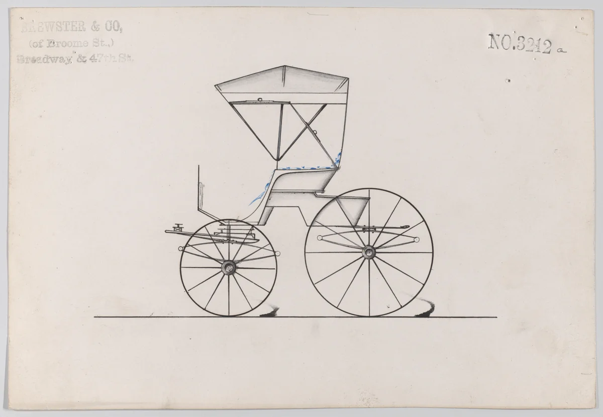 Design for Road Wagon or Buggy, no. 3212a by Brewster & Co., drawing, 1876