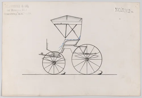 Design for Road Wagon or Buggy, no. 3212a by Brewster & Co., drawing, 1876