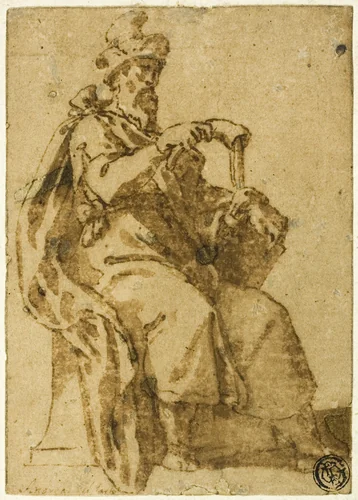 Samuel Enthroned by Cesare Nebbia, drawing, 1586-1589