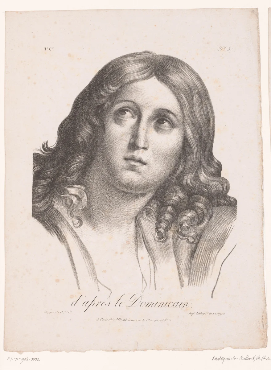 Hoofd van een vrouw by anonymous, print, 1812-1830
