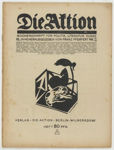 Die Aktion, vol. 7, no. 45/46 by Heinrich Hoerle
Conrad Felixmüller
Christian Schad
Karl Jacob Hirsch
Josef Capek
Marie Rosalie Friedmann-Otten
Augusta von Zitzewitz, periodical, 1917