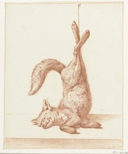 Dode vos, hangend van zijn poten by Jean Bernard, drawing, 1815